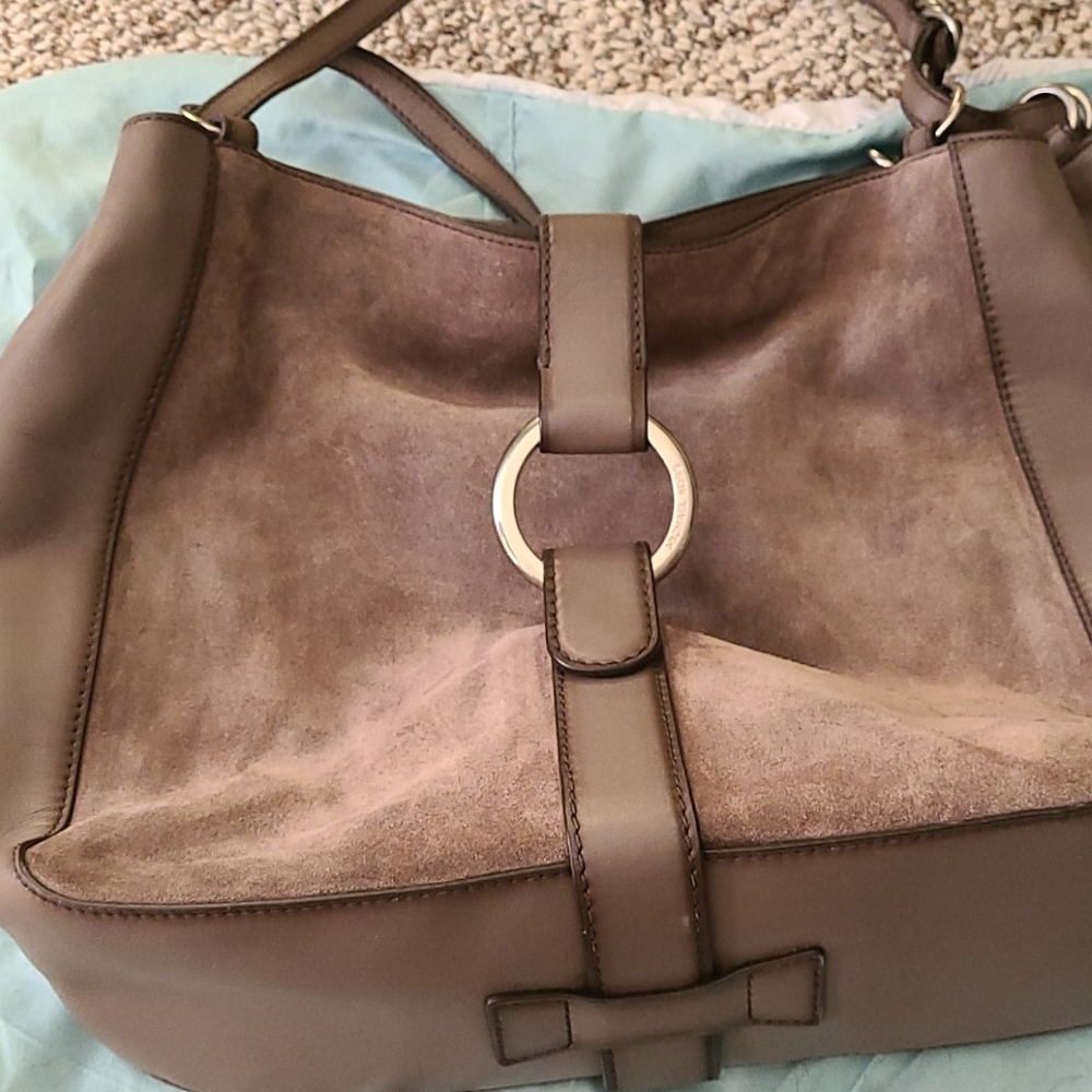 Grey suede and leather Michael Kors handbag